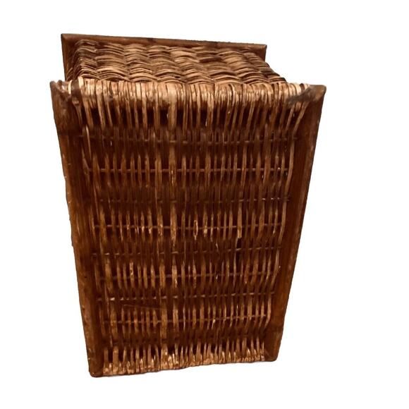 Antique Picnic Basket Woven Wood Wicker Market Handle Primitive Handmade Shoppin - Picture 6 of 6